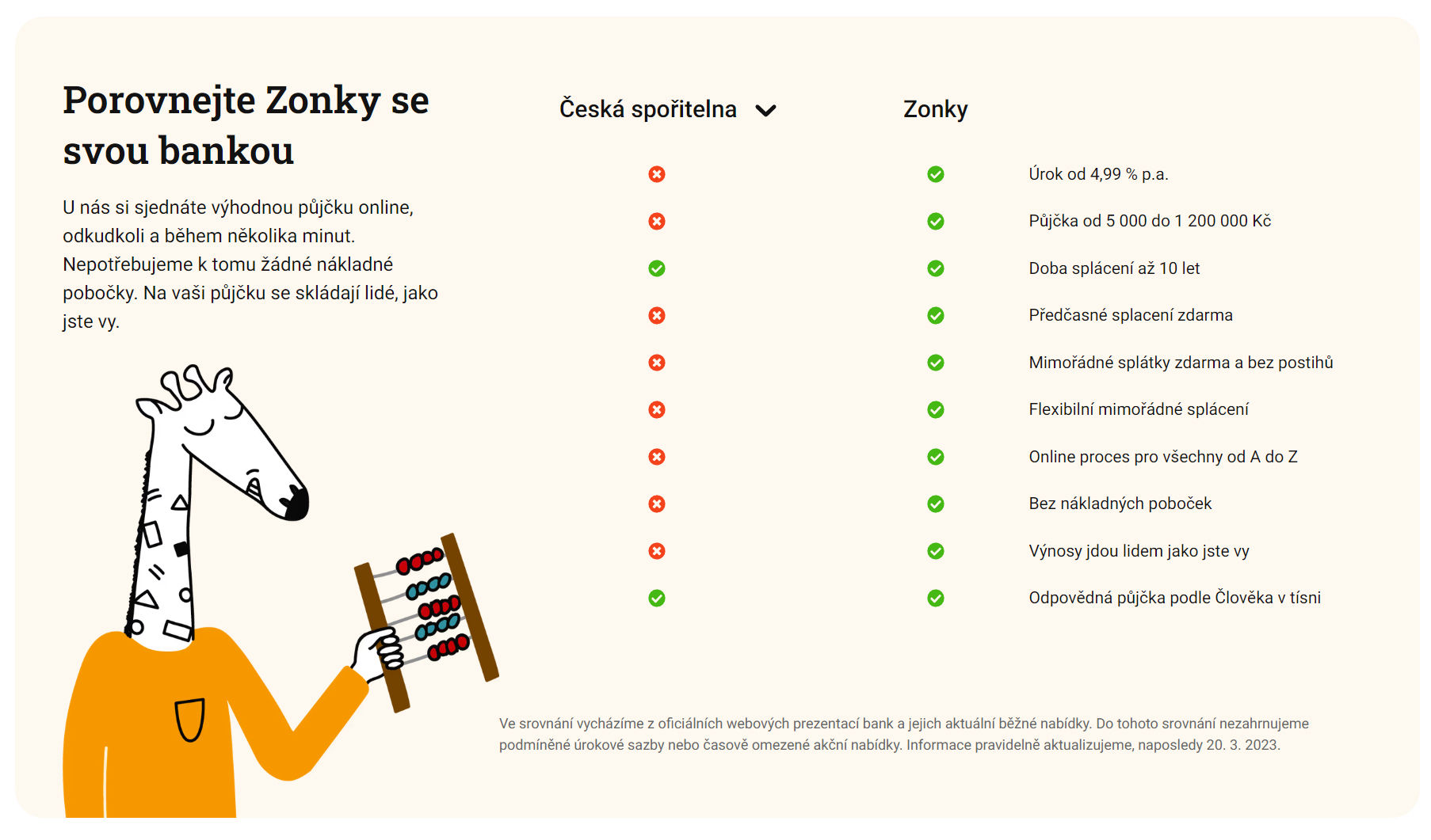Zonky srovnání s bankou