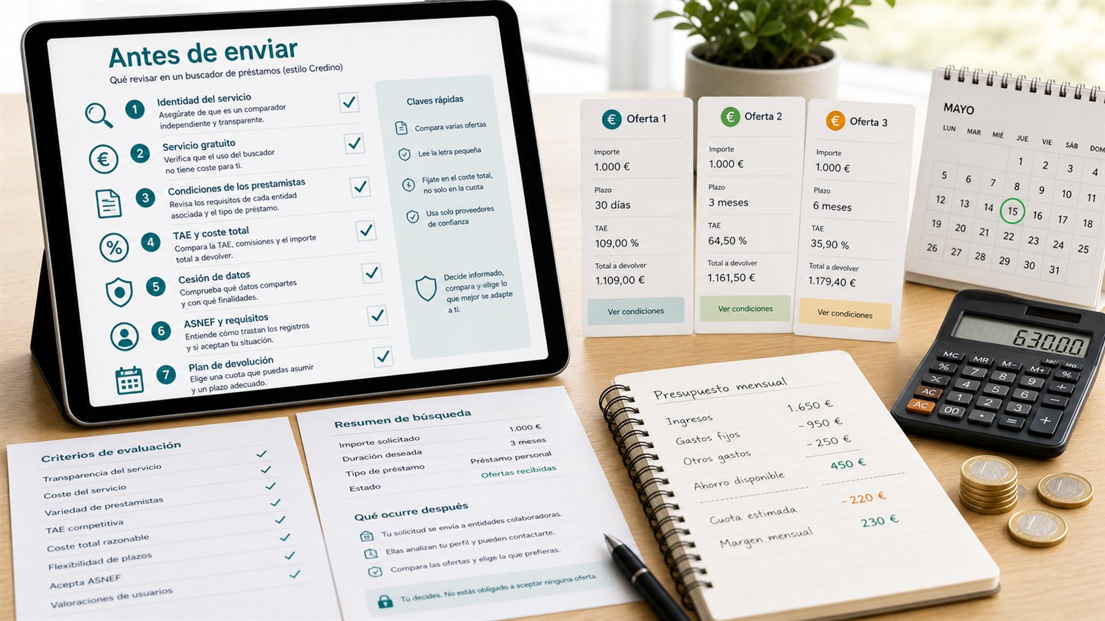 Checklist antes de enviar una solicitud en Credino