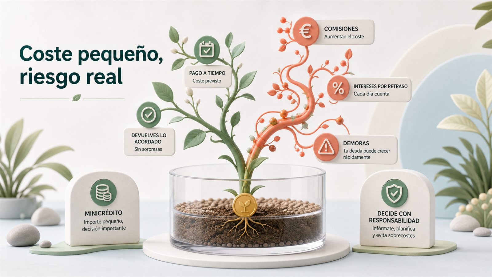 Coste pequeño y riesgo real de los minicréditos online con ramas de planificación y comisiones