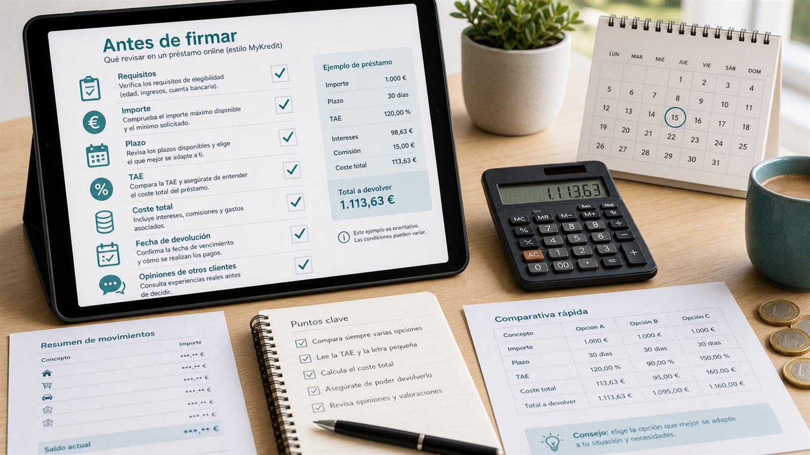 Checklist antes de firmar un préstamo online de MyKredit