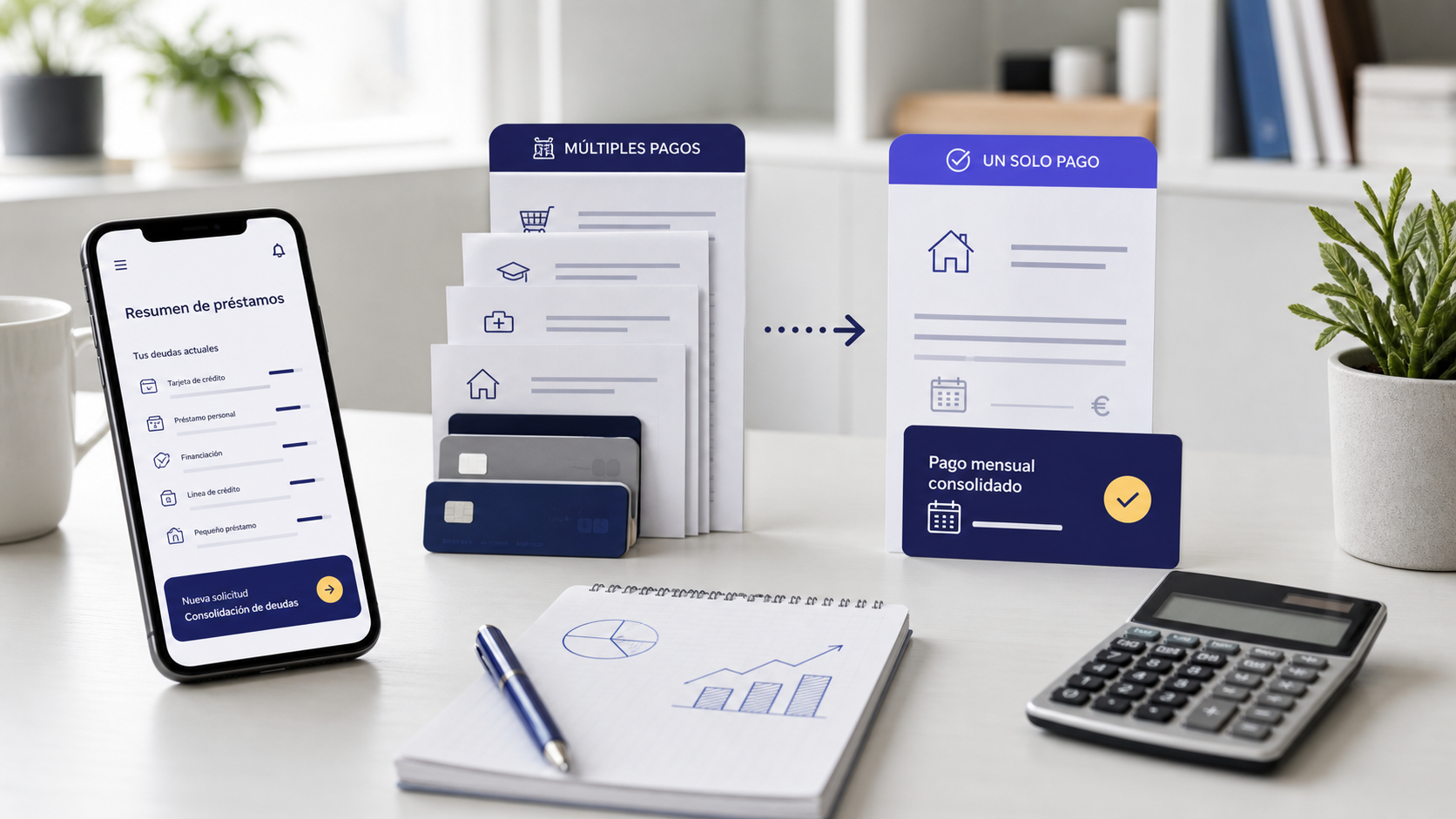Préstamo para reunificar deudas online y convertir varios pagos en una sola cuota mensual