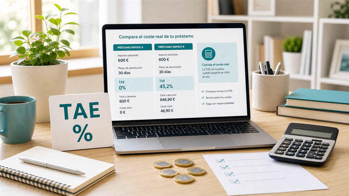 Comparación de TAE y coste real en préstamos rápidos