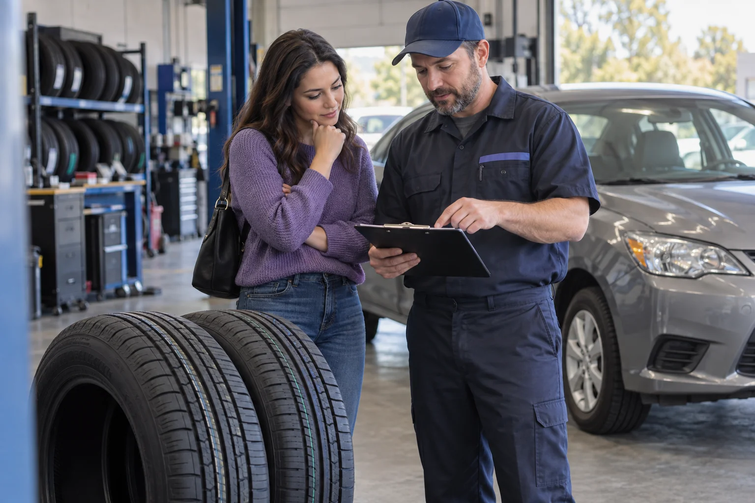 Tire shop estimate review before choosing a payment plan